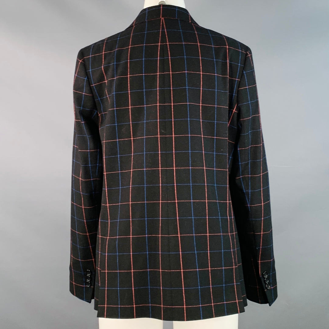 PAUL SMITH Size M Black Blue Orange Window Pane Double Breasted Jacket Blazer