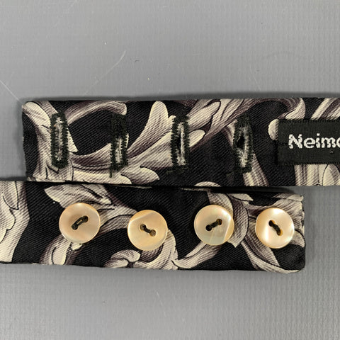 NEIMAN MARCUS Black White Baroque Bow Tie