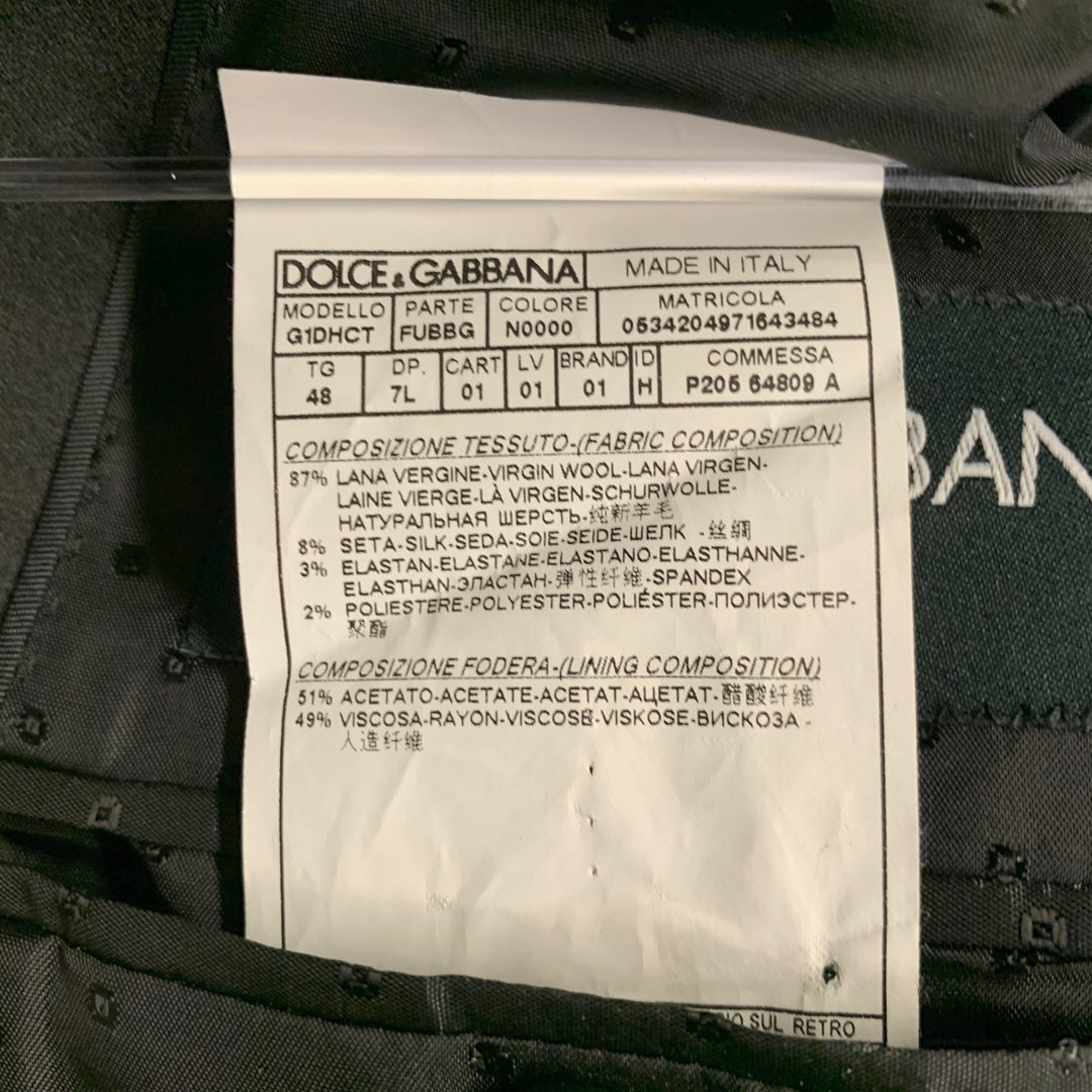 DOLCE & GABBANA Size 38 Black Wool Blend Peak Lapel Tuxedo