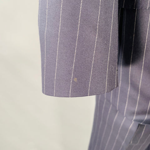 RALPH LAUREN Taille 38 Regular Bleu Marine Rayé Laine Crans Droits Costume