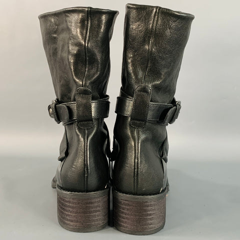 STUART WEITZMAN Size 7.5 Black Leather Wrap Around Pull On Boots