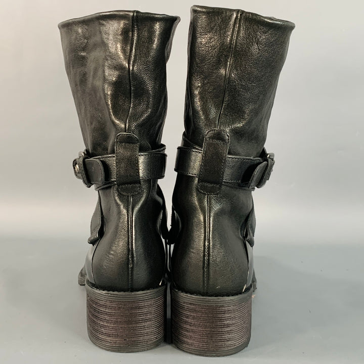 STUART WEITZMAN Size 7.5 Black Leather Wrap Around Pull On Boots