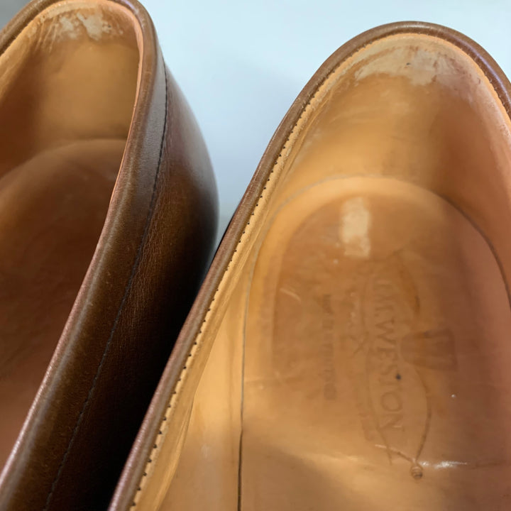 J.M. WESTON Size 10.5 Brown Leather Split Toe Penny Loafers