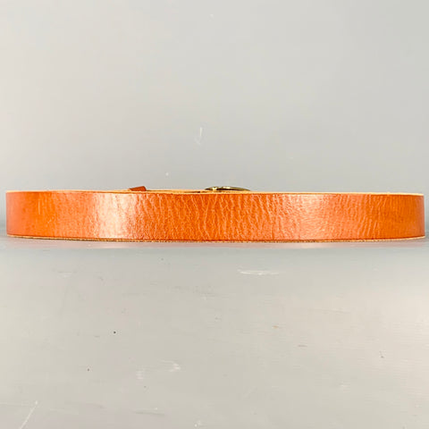 BARNEY'S CO-OP Size 36 Brown Gold Leather Square Buckle Belt