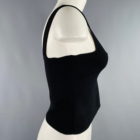 CHRISTOPHER ESBER Size S -Encircled Edge- Black Viscose Blend Ribbed Crop Top