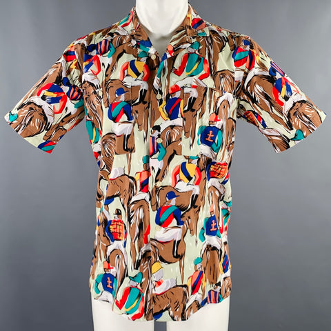 PENDLETON Size M Multi Color Equestrian 2 Pockets Camp Shirt