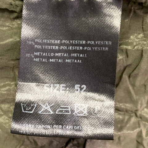 ROBERTO RICCI DESIGNS Taille 42 Veste à Capuche Froissée Zippée à Boutons Pression Vert Olive