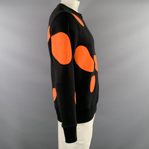 TIM COPPENS Size XL Black Orange Graphic Cotton Crew Neck Sweatshirt