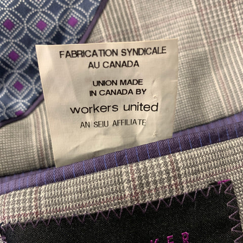 TED BAKER Grey Burgundy Plaid Wool Notch Lapel Sport Coat