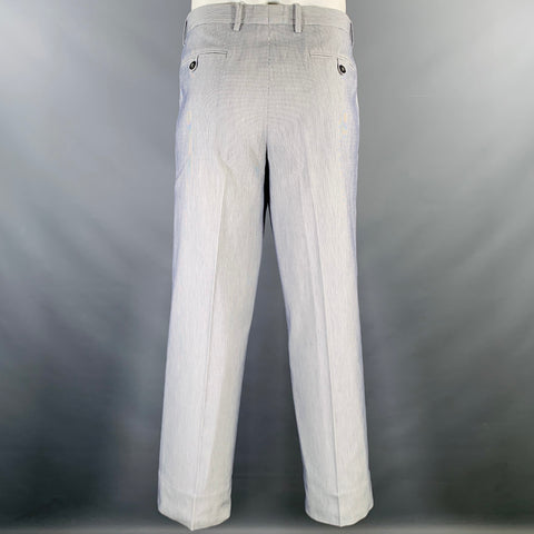 ETRO Size 34 Blue White Pinstripe Cotton Zip Fly Dress Pants