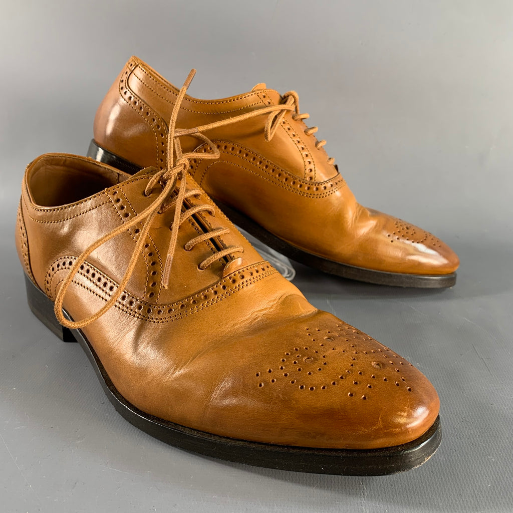ALLEN EDMONDS Size 7 Tan Perforated Leather Oxford Lace Up  display picture 1