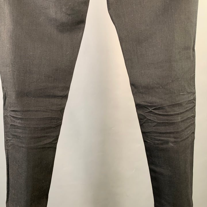 SAINT LAURENT 2020 Size 31 Black Denim Tapered Five Pockets Jeans