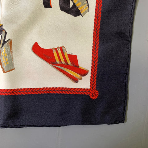 SALVATORE FERRAGAMO White Black Shoes Silk Scarves