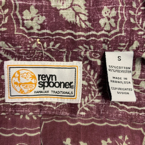 REYN SPOONER Size S Purple Grey Floral Cotton Blend Hawaiian Short Sleeve Shirt