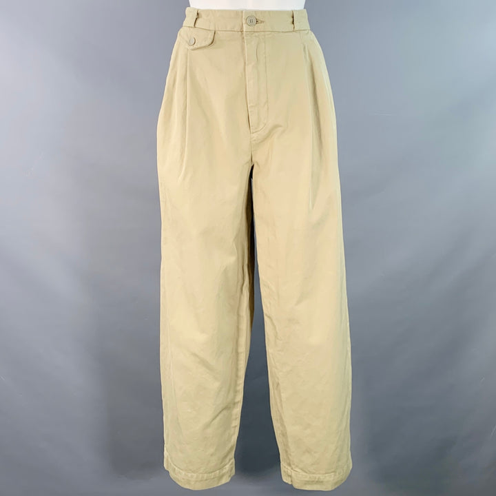 AGOLDE Size 26 Becker Chino Green Olive Cotton Twill Pleated Baggy Tapered Jeans