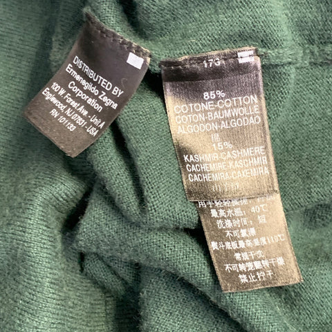Z ZEGNA Size L Green Cotton Cashmere Crew Neck Pullover