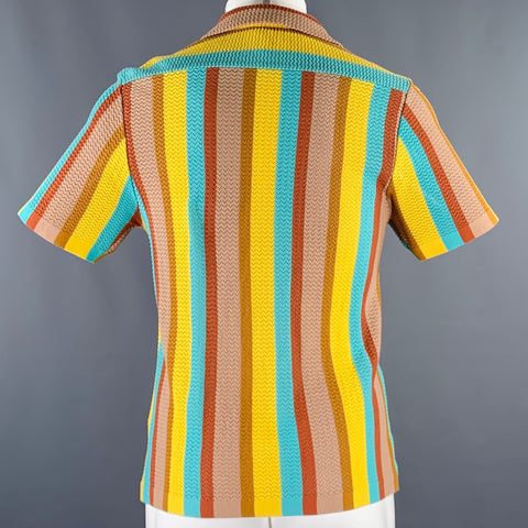 CMMN Size S Multi Color Stripe Cotton Short Sleeve Shirt