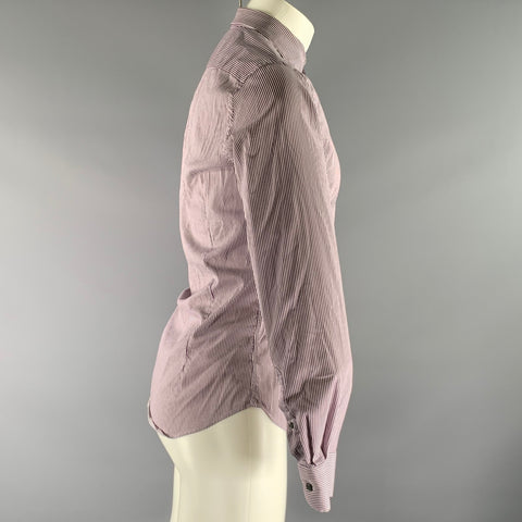 TED BAKER Size M White Purple Stripe Cotton Pointed Collar Long Sleeve Shirt