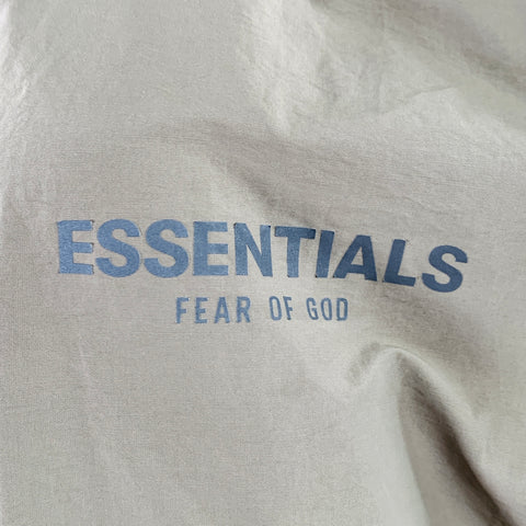 ESSENTIALS Size L Tan Cotton Nylon Logo Half Zip Jacket