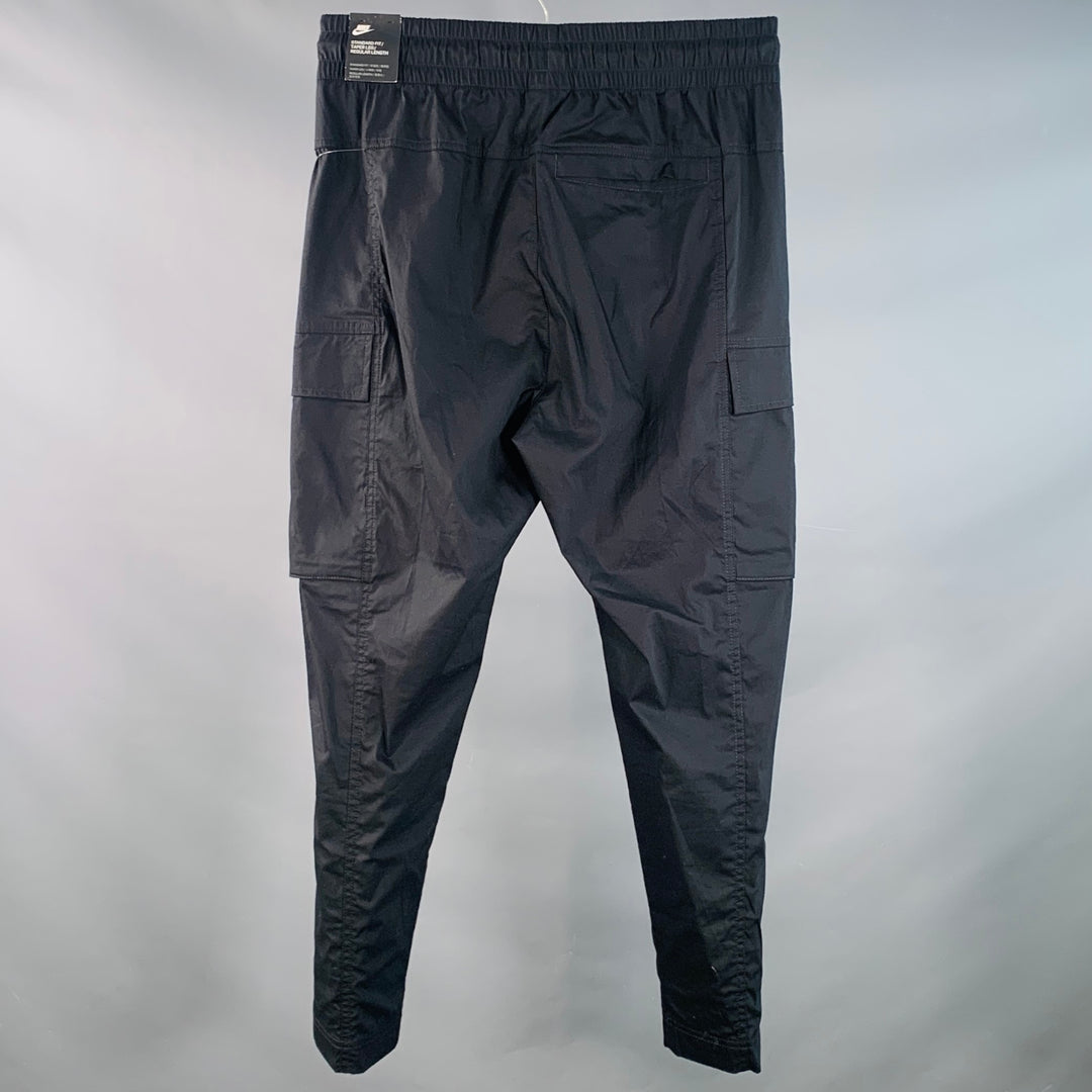 NIKE Size L Black Cotton Blend Drawstring Cargo Casual Pants