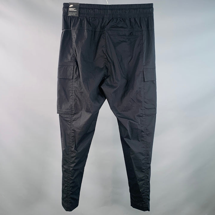 NIKE Size L Black Cotton Blend Drawstring Cargo Casual Pants