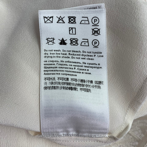 Robe droite sans manches en soie et dentelle écrue à col bateau, taille 6, ESCADA