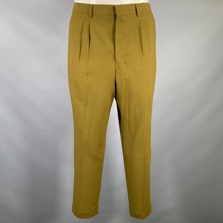 AMI by ALEXANDRE MATTIUSSI Size 34 Green Wool Pleated Dress Pants