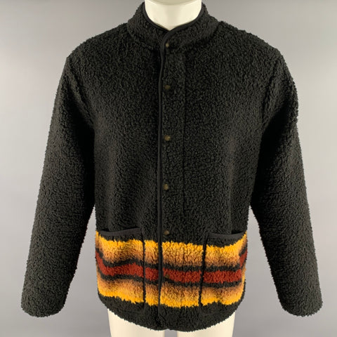 TAYLOR STITCH Size M Black Brown Acrylic Blend Sherpa Jacket