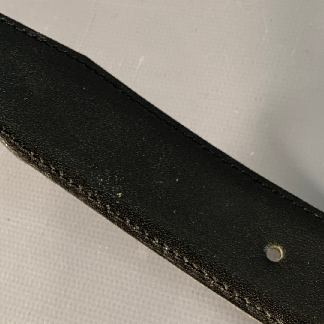 YVES SAINT LAURENT Vintage Size 37 Grey Silver Leather Belt