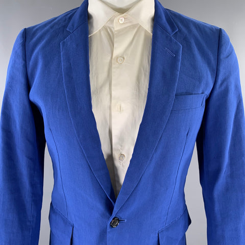 COMME des GARCONS HOMME PLUS Size M Blue Linen Blend Notch Lapel Suit