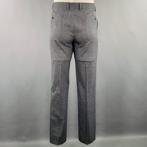 JOHN VARVATOS Size 42 Grey Blue Wool Linen Single Breasted Suit