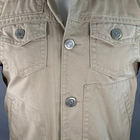 DSQUARED2 Size S Beige Twill Cotton Button Up Jacket