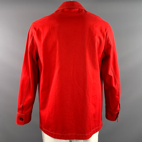 MARNI Size 40 Red Cotton Peak Lapel Jacket