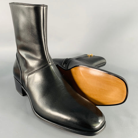 TOM FORD Size 10 Black Leather Side Zipper Boots