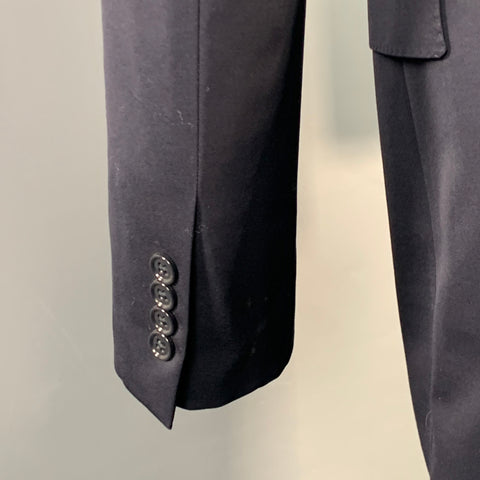 RALPH LAUREN Size 40 Regular Navy Twill Wool Notch Lapel Suit