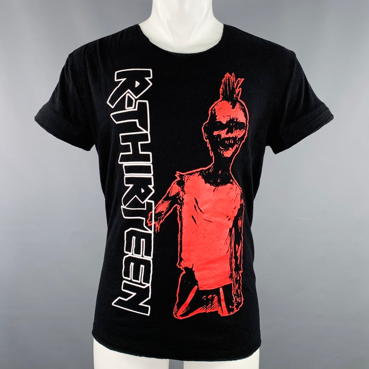 R13 SS18 Size XS Sid Zombie Lukas Black Red Print Cotton Blend Print T-shirt