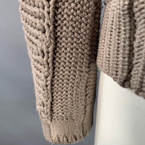 HELMUT LANG FW13 Size S Taupe Open Knit Crew Neck Sweater