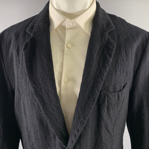 08SIRCUS Size 42 Navy Chalkstripe Textured Wool Notch Lapel Sport Coat