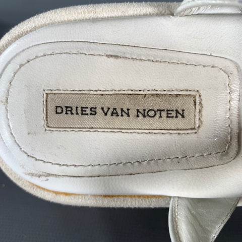 DRIES VAN NOTEN Size 8 White Leather Sandals