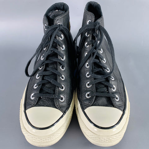 CONVERSE Size 9 Black Leather High Top Sneakers