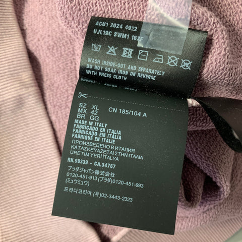 PRADA Size XL Lavender Dark Grey Distressed Cotton Crew Neck Sweatshirt
