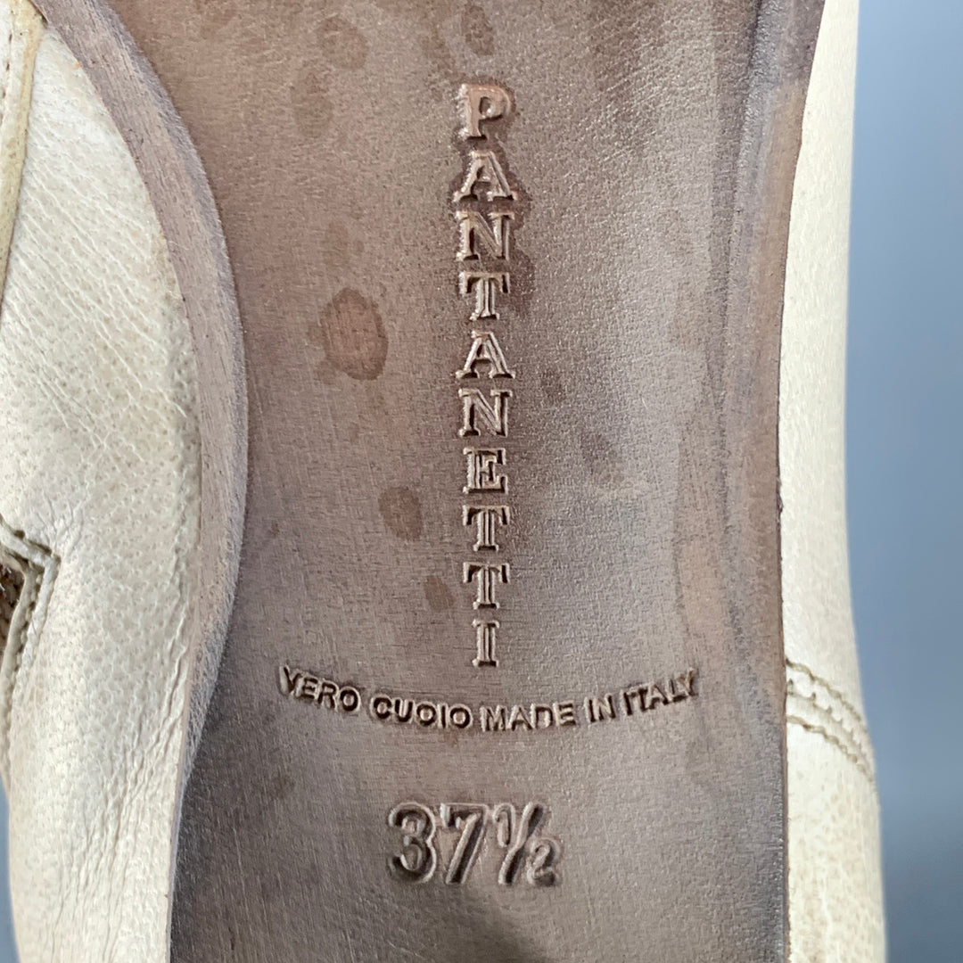 PANTANETTI Size 7.5 Beige Leather Stacked Heel Calf High Boots