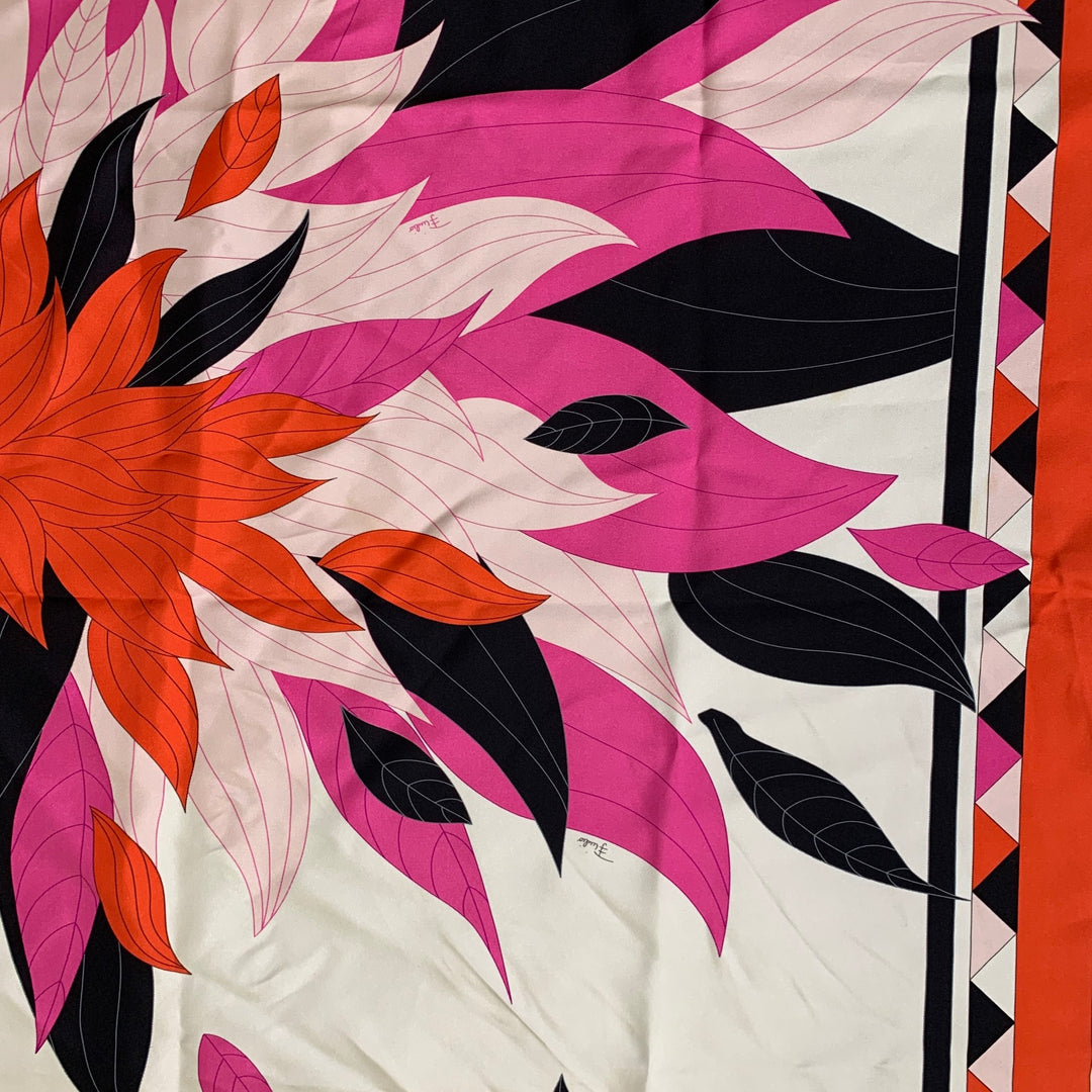 EMILIO PUCCI Pink Orange Silk Scarves & Shawls