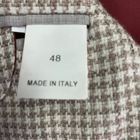 BRUNELLO CUCINELLI Size 38 Beige Cream Houndstooth Notch Lapel Sport Coat
