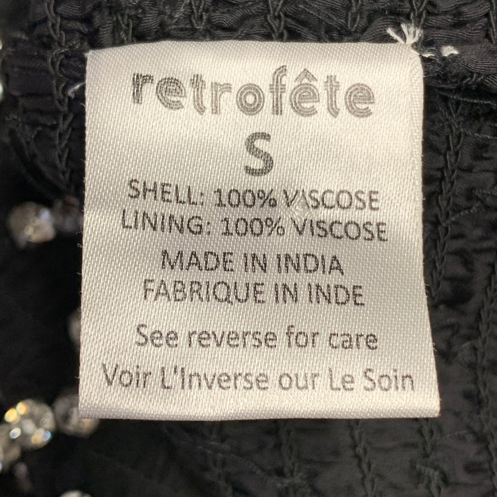 RETROFETE Size S Black Silver Viscose Crystal Embellishment Strapless Mini Dress