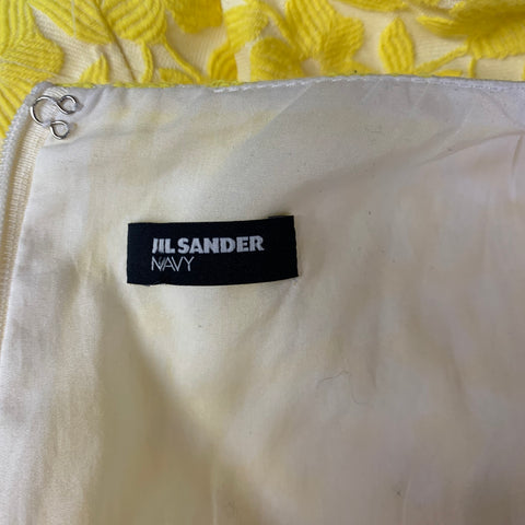 Robe trapèze JIL SANDER Taille 2 Jaune Blanc Jacquard