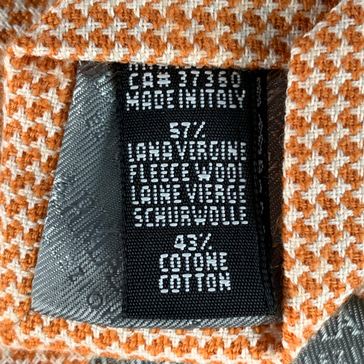 ARMANI COLLEZIONI Orange White Woven Wool Cotton Tie