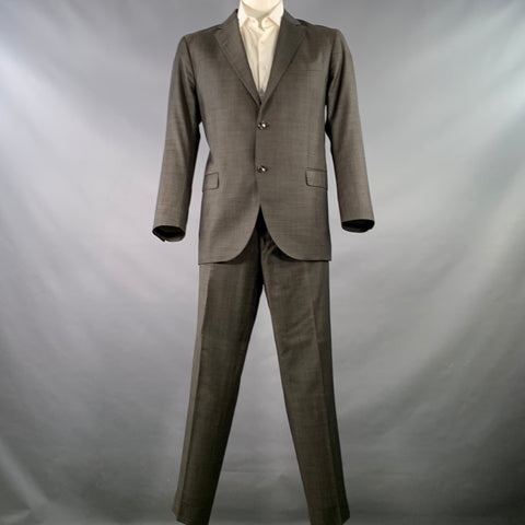 TIGER of SWEDEN Size 46 Black Cream Dots Wool Cashmere Notch Lapel Suit