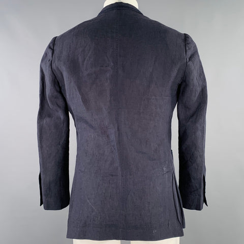 DOLCE & GABBANA Size 36 Navy Linen Notch Lapel Jacket