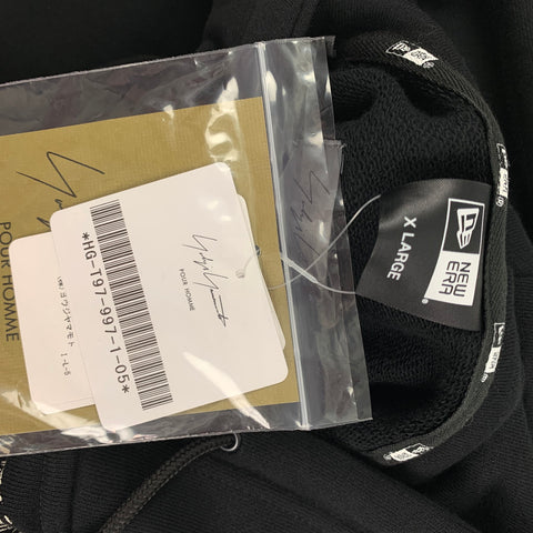 YOHJI YAMAMOTO x NEW ERA Size XL Black White Graphic Cotton Hoodie Sweatshirt